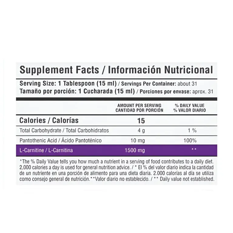 L-Carnitina Líquida 1500mg - Metabolismo de Grasas  