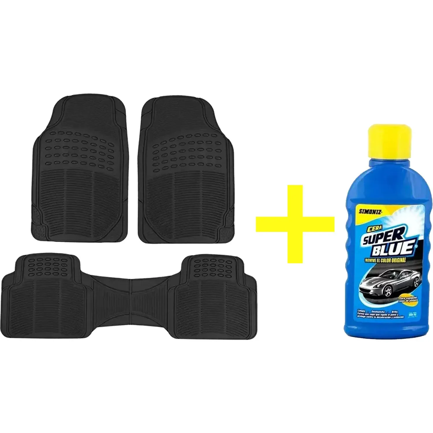 Kit Tapete Para Carro 3 Piezas + Cera Para Carro Superblue 300 ML