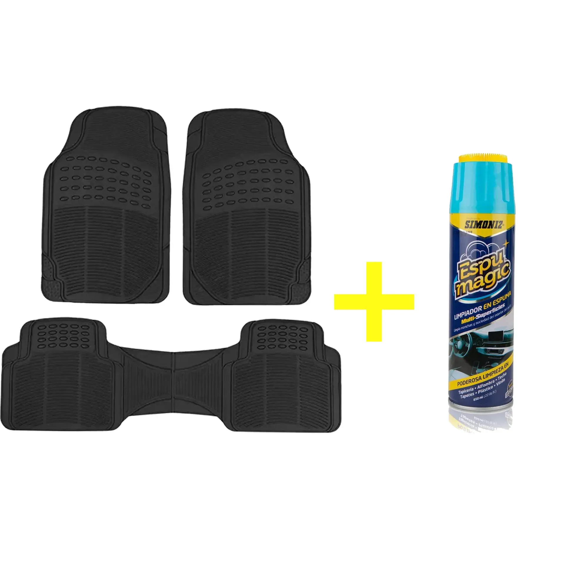 Kit Tapete Para Carro 3 Piezas + Limpiador Multiusos 650 ML