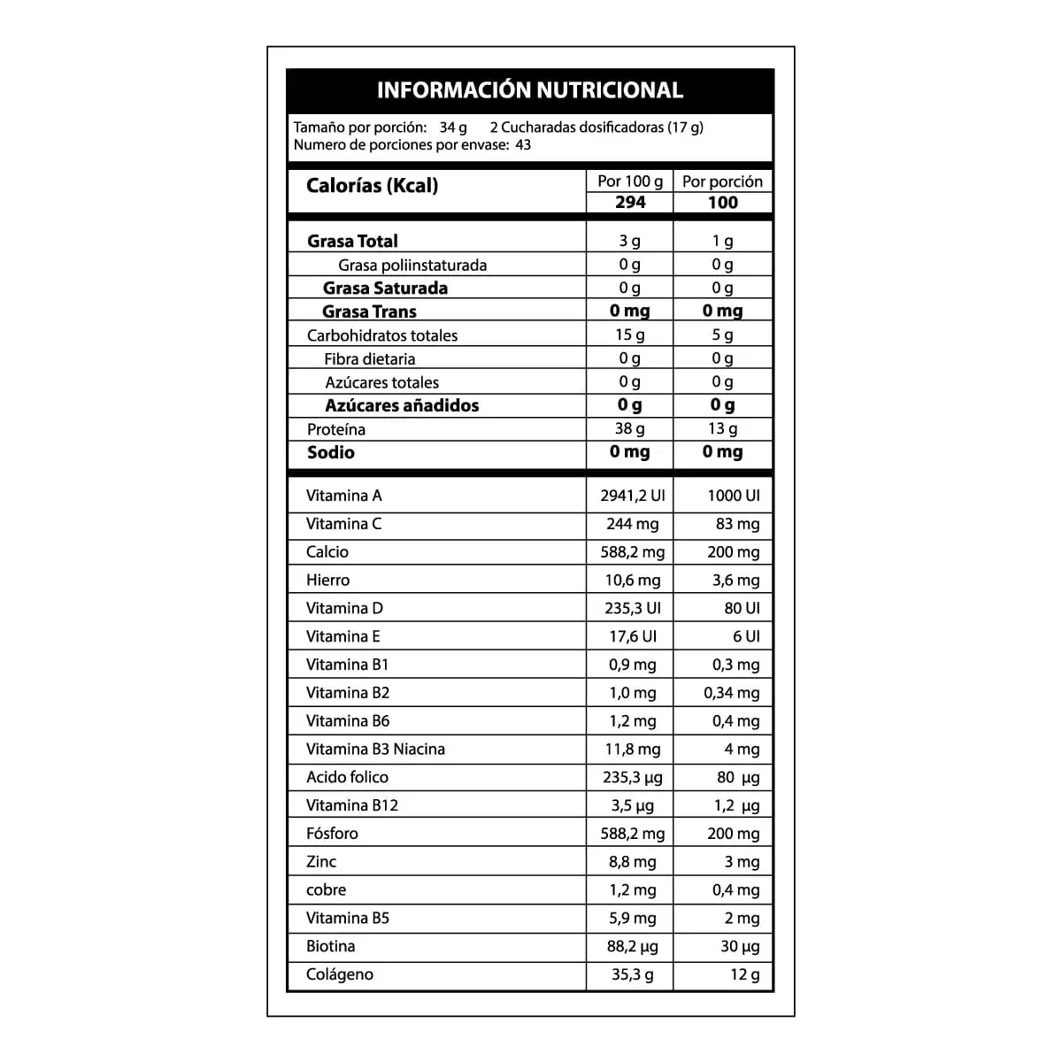 Colágeno hidrolizado | Malteada con Proteína | Biotina | Vitamina C y E | 1.462 Gr