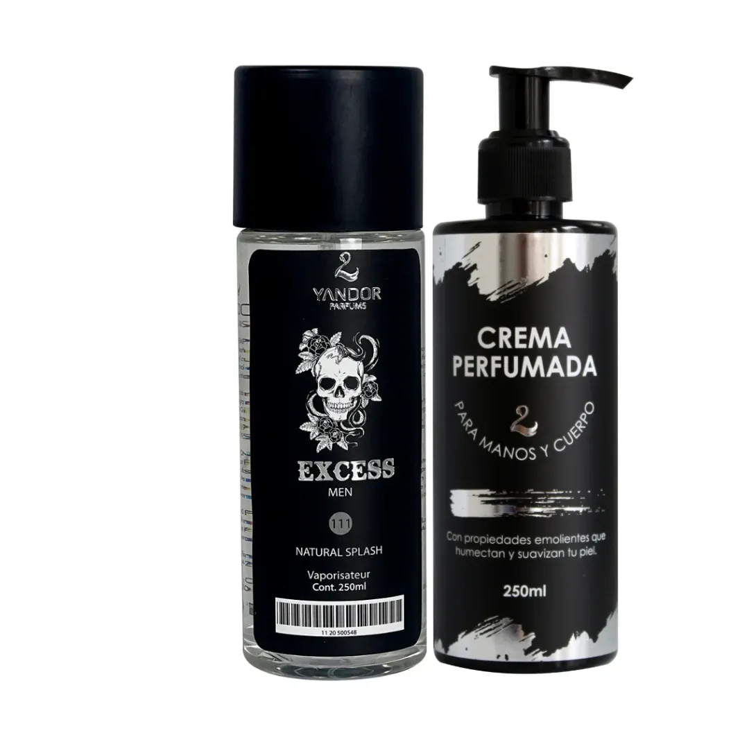 Dúo de Splash + Crema Perfumada Para Hombre Inspirado En Black Xs L´Excess De Paco Rabanne | Excess (250 ml)