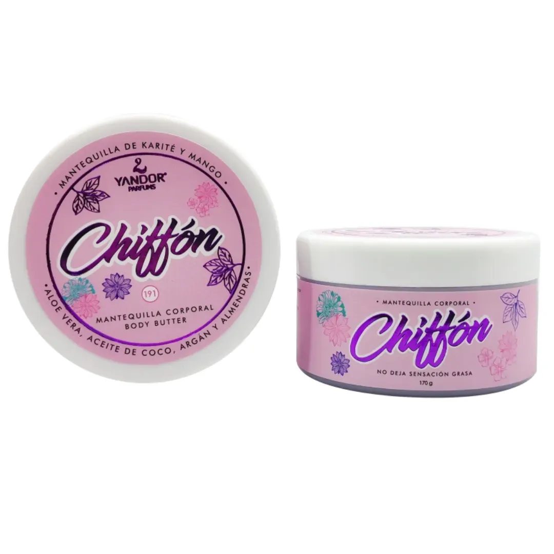 Mantequilla Corporal Inspirada En Pink Chiffon Con Aloe Vera, Aceite de coco, Argán y Almendras (170 gr)