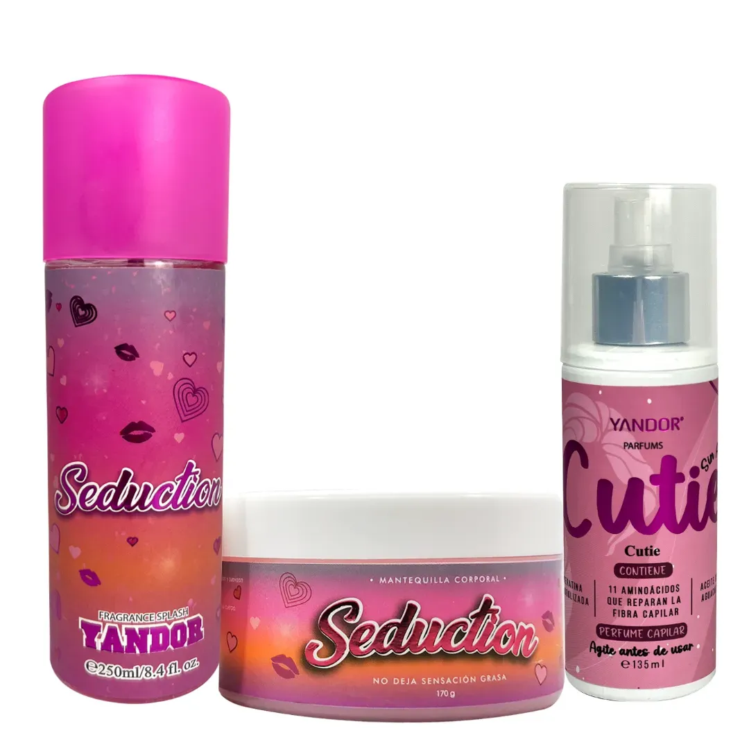 Kit de Splash y Mantequilla Corporal de Seduction + Perfume del Cabello (Seduction, Cutie)