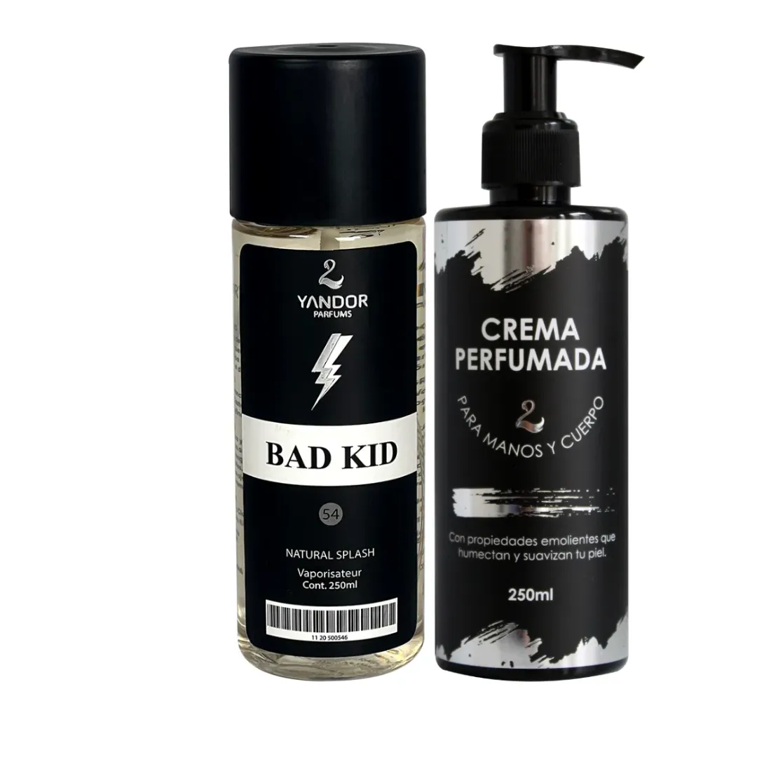 Dúo de Splash + Crema Perfumada Para Hombre Inspirado En Bad Boy de Carolina Herrera | Bad Kid (250 ml)