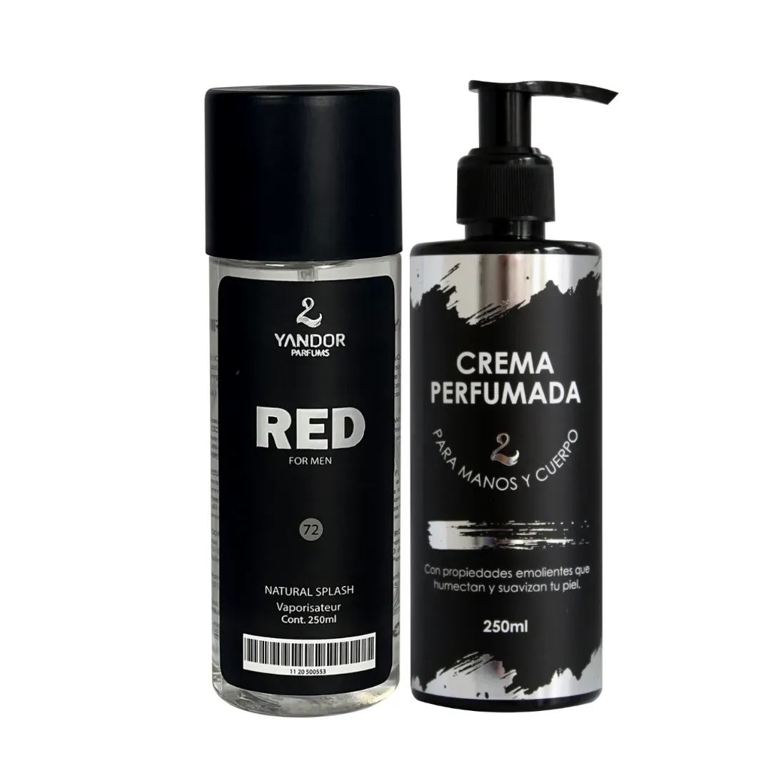 Dúo de Splash + Crema Perfumada Para Hombre Inspirado En Red De Lacoste | Red  (250 ml)