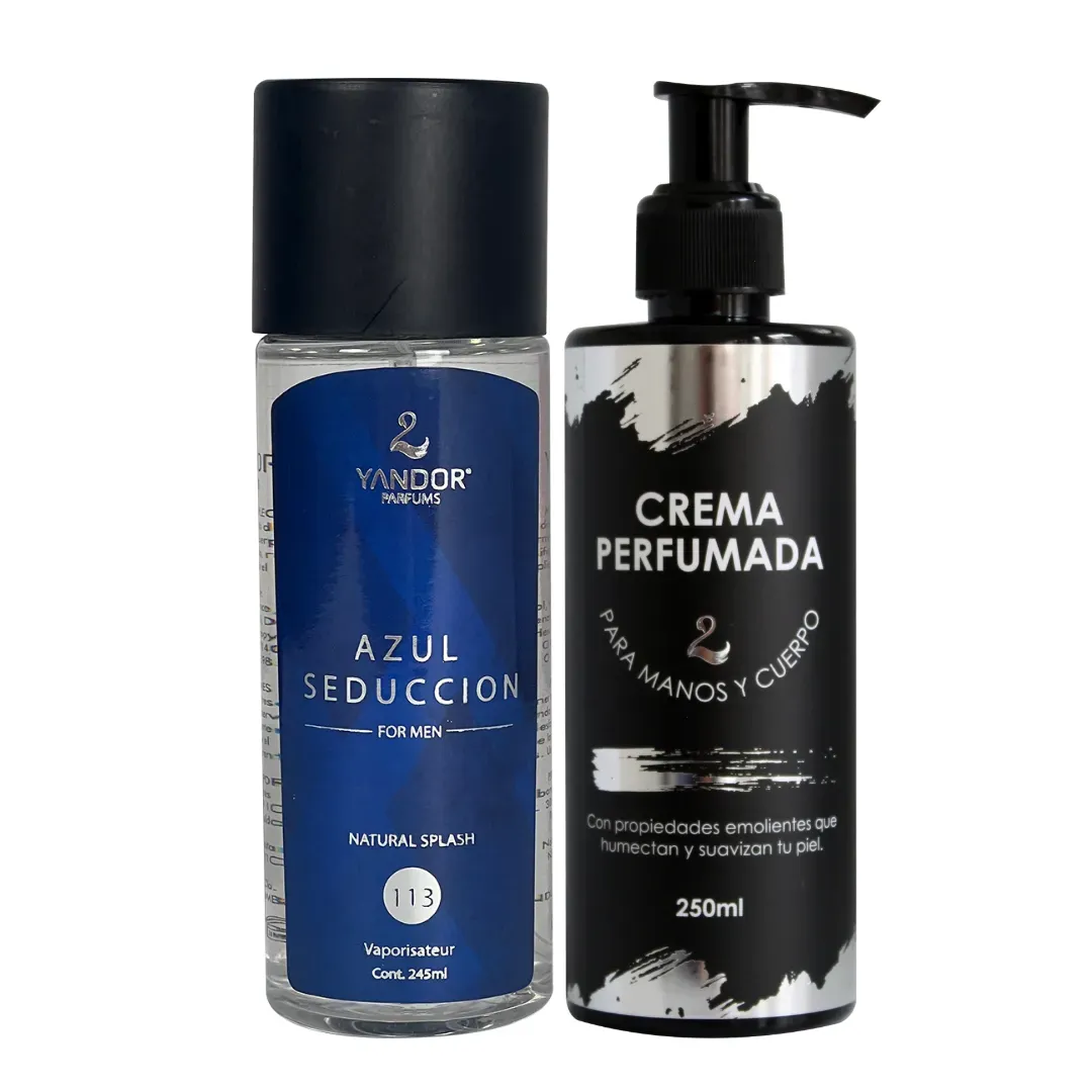 Dúo de Splash + Crema Perfumada Para Hombre Inspirado En Blue Seduction De Antonio Banderas | Azul Seducción (250 ml)