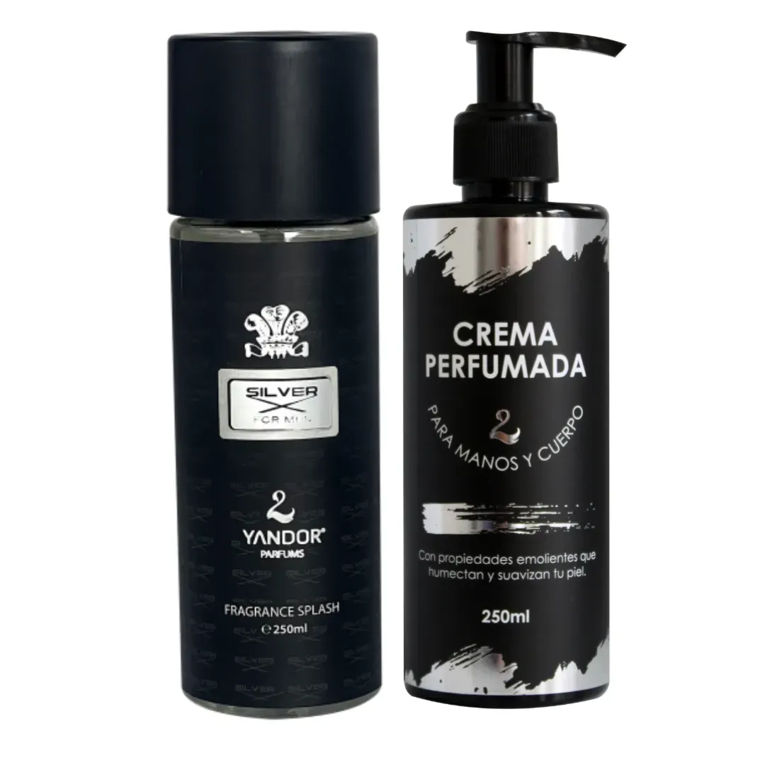 Dúo de Splash + Crema Perfumada Para Hombre Inspirado En Silver Mountain Water De Creed | Silver (250 ml)