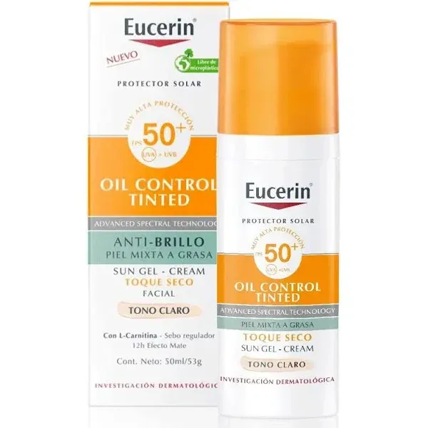 Eucerin Toque Seco Gel-Cream Tono Claro Spf 50+ Protector solar.