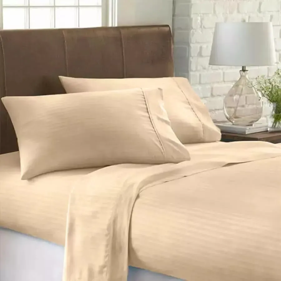 Juego de Sábanas Beige para Cama Doble (140 x 190 cm) - Altura 35 cm