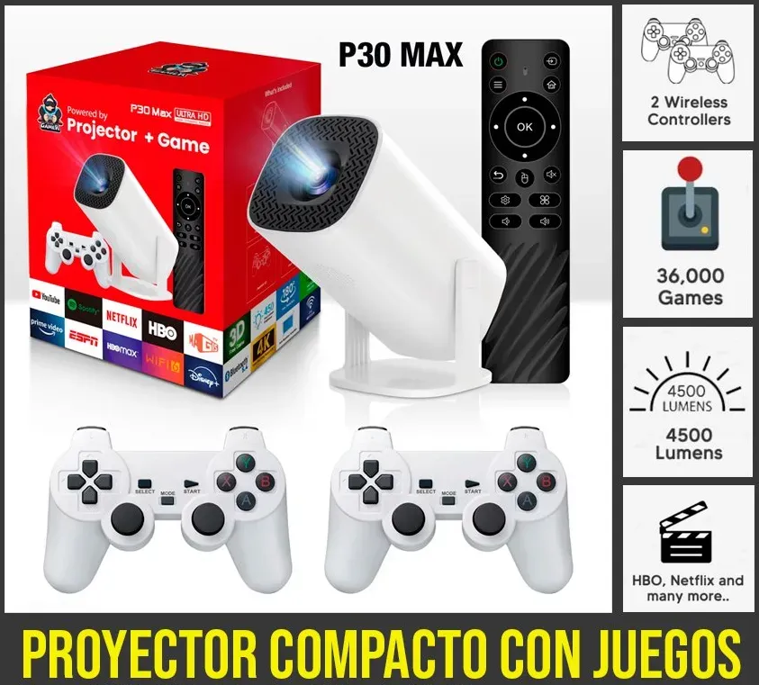 Proyector P30 Max Ultra HD + Juegos