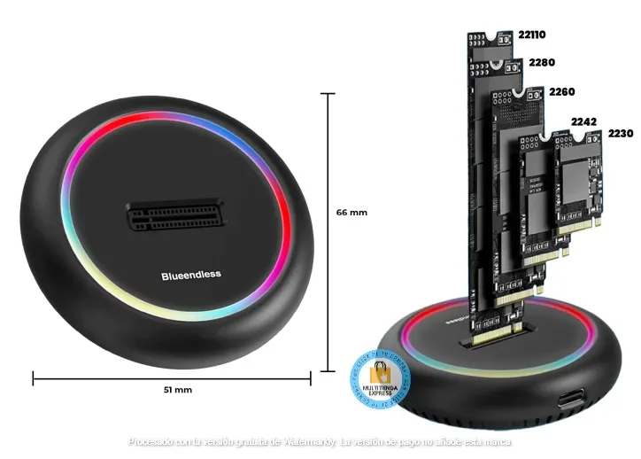 Lector Externo SSD M.2 NVMe RGB