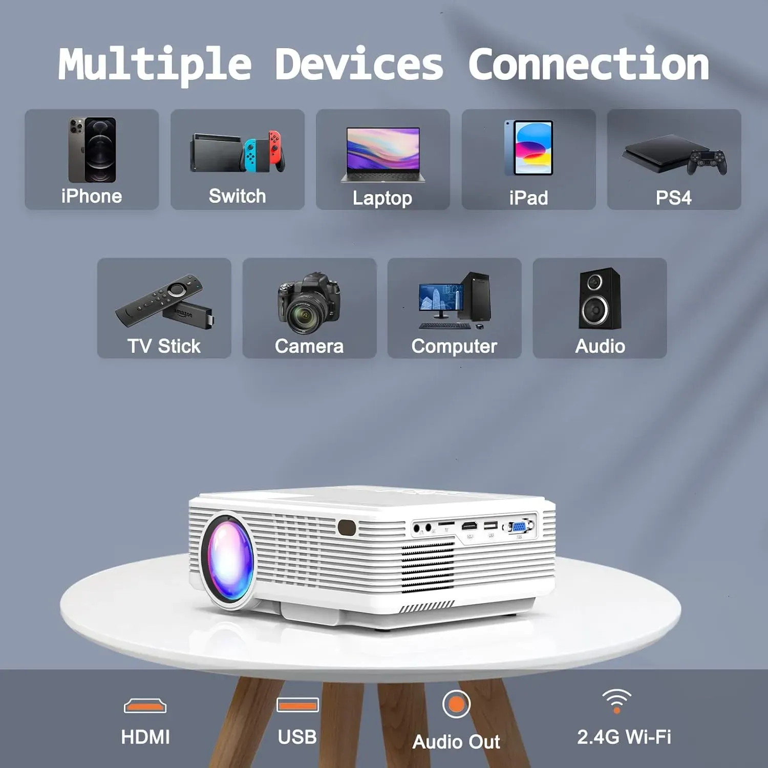 Proyector Wifi con Control Full HD 1080P