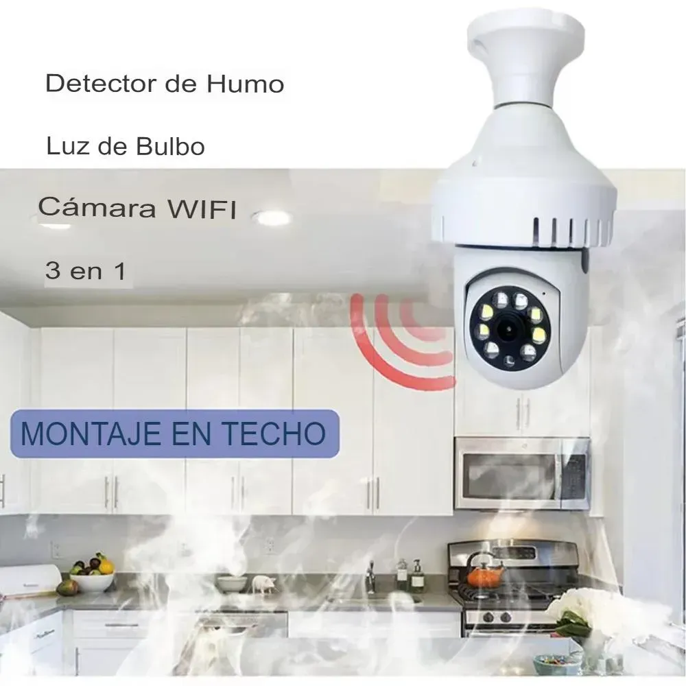 Camara Bombillo Con Detector de Humo