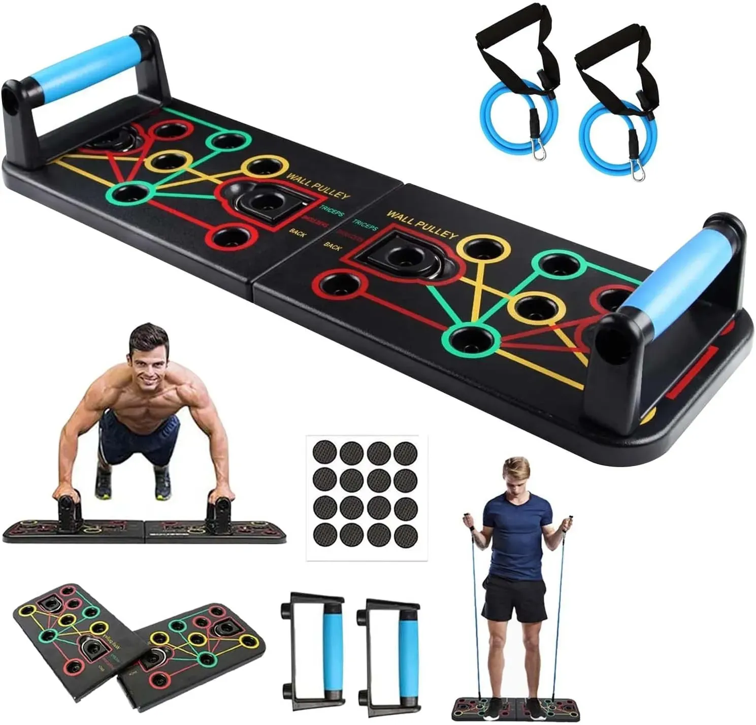 Tabla Push Multifuncional Con Bandas Elasticas y Flexiones Para Pecho