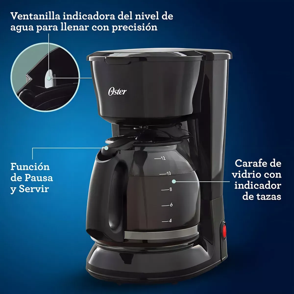 Cafetera Oster De 12 Tazas Con Filtro 