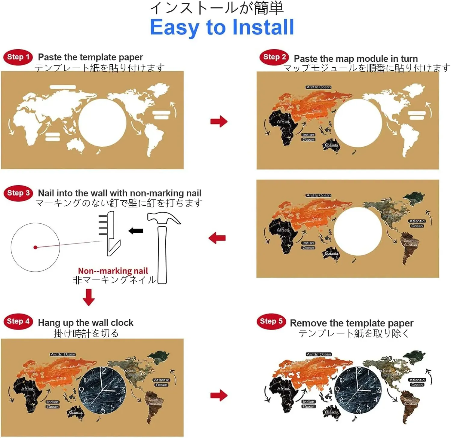 Reloj de Pared/Mapa del Mundo