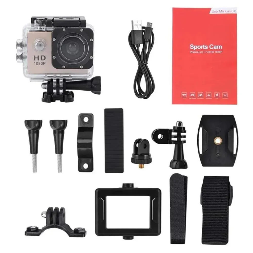 Camara Deportiva Sumergible Tipo Go Pro Hd Con Accesorios