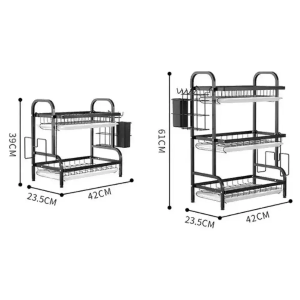 Escurridor De Platos Estante De 3 Niveles Color Negro