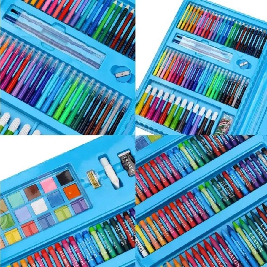 Set Arte Niños Maleta 208 Piezas Crayon Acuarela Plumon