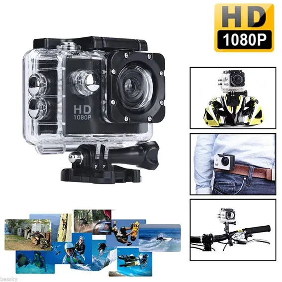 Camara Deportiva Sumergible Tipo Go Pro Hd Con Accesorios