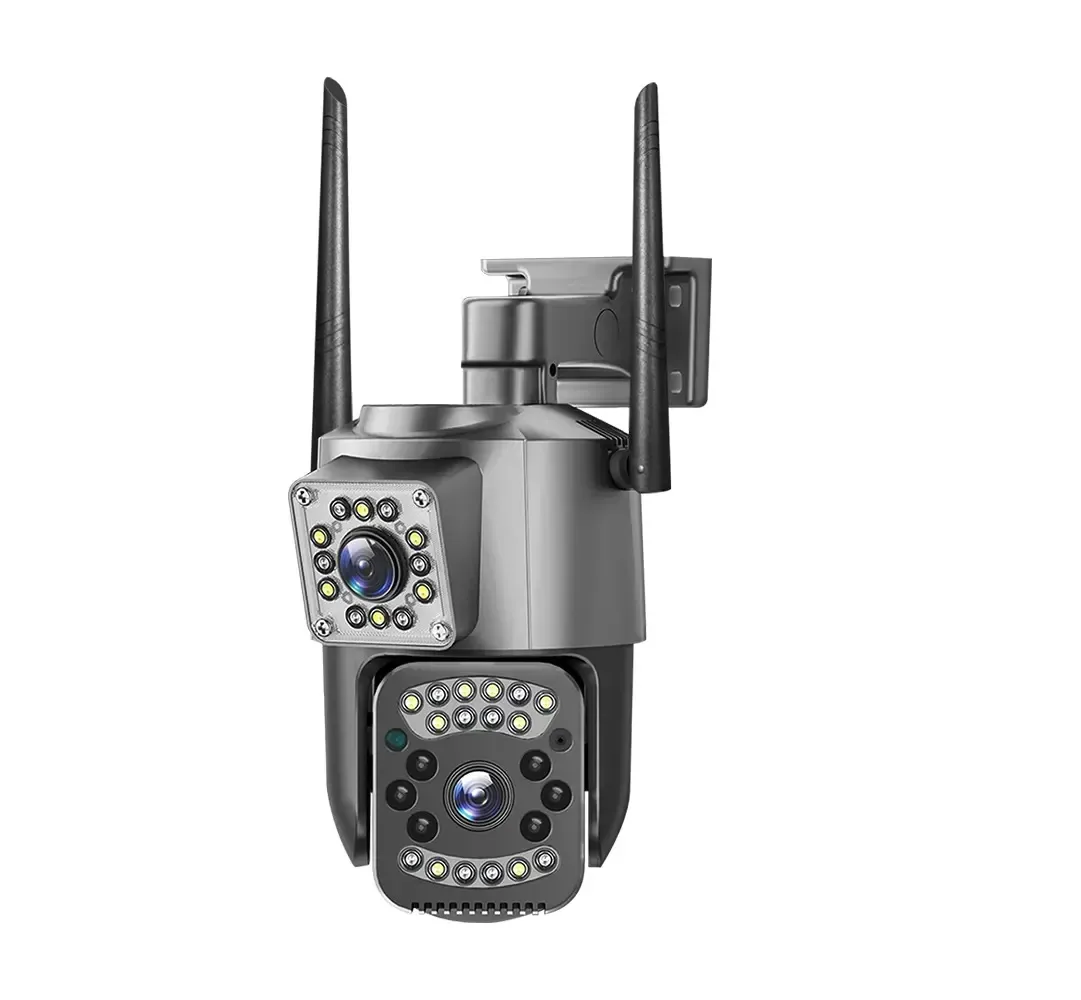 V380-Cámara De Seguridad Cctv Negra De 4MP, Dispositivo De Doble Lente Bullet Y Ptz