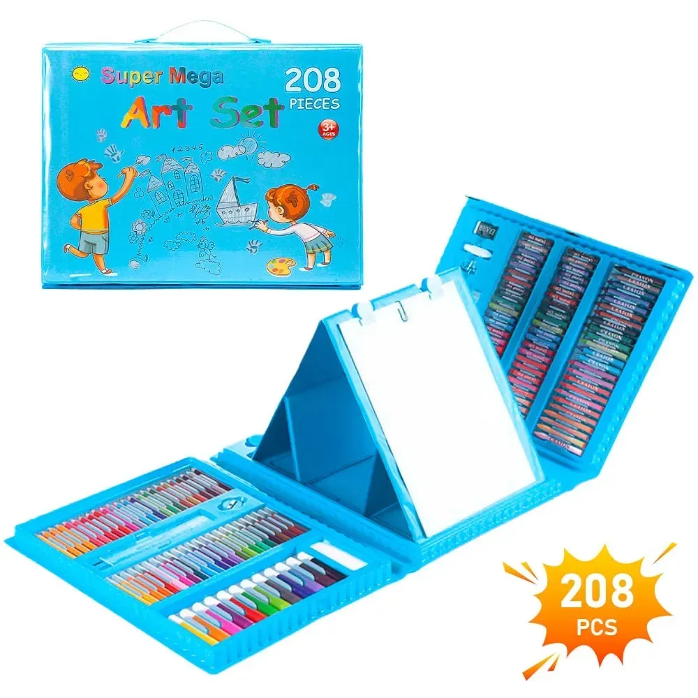 Set Arte Niños Maleta 208 Piezas Crayon Acuarela Plumon