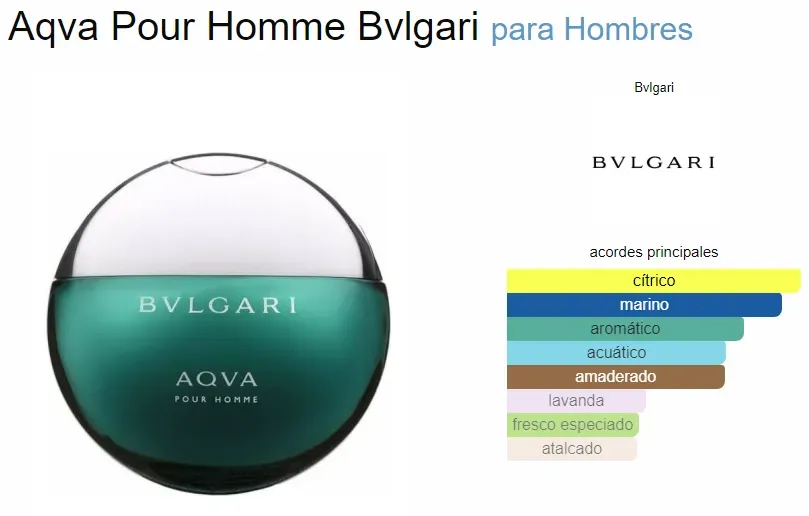 Perfume Aqva Pour Homme Bvlgari Para Hombres