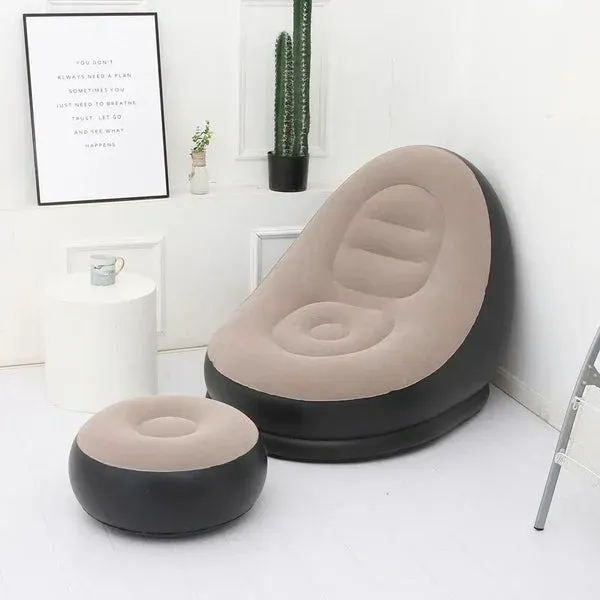 Sillon Inflable Puff Con Reposa Pies Reclinable 