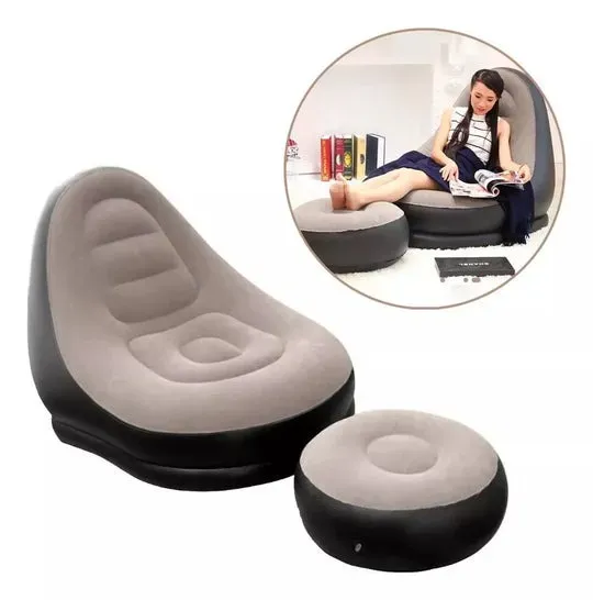 Sillon Inflable Puff Con Reposa Pies Reclinable 