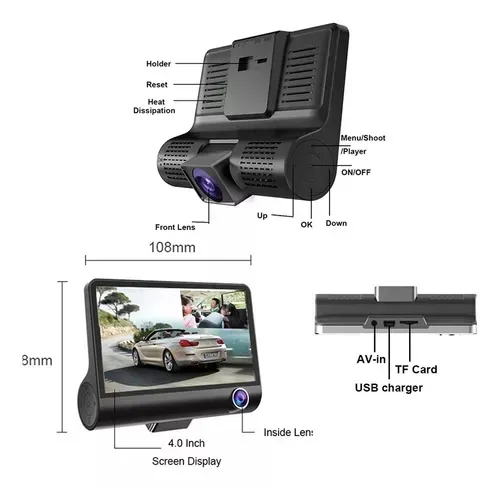 Cámara Para Carro Dvr 3 en 1 Full Hd 