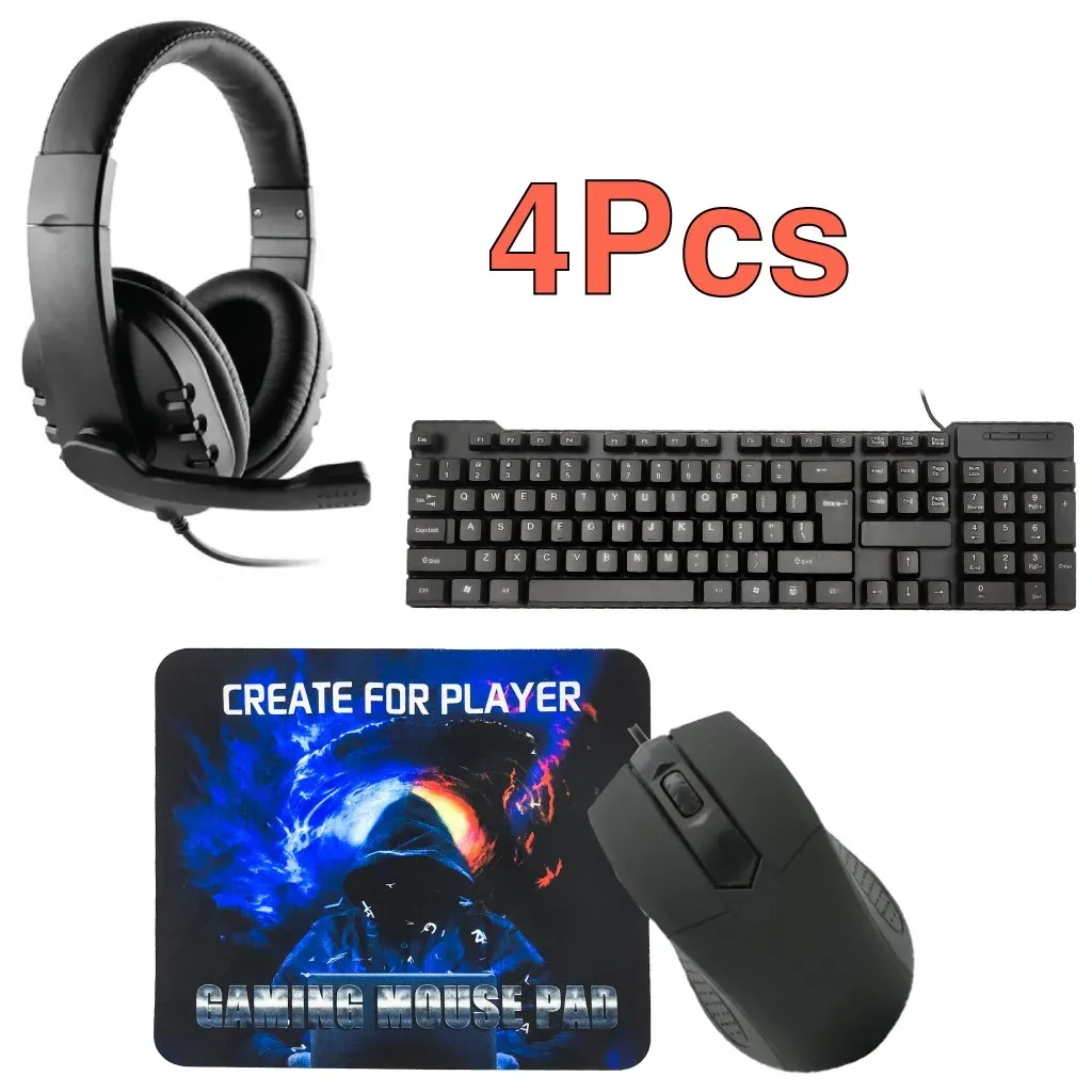 Combo Gamer 4 En 1 Luces Rgb teclado mouse Y Diadema Tipo Gamer 