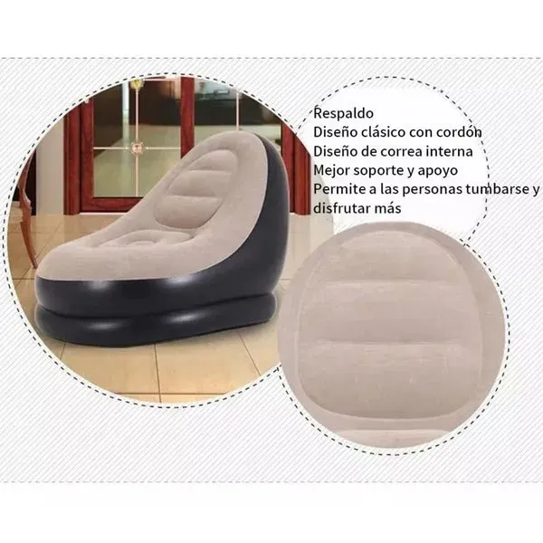 Sillon Inflable Puff Con Reposa Pies Reclinable 