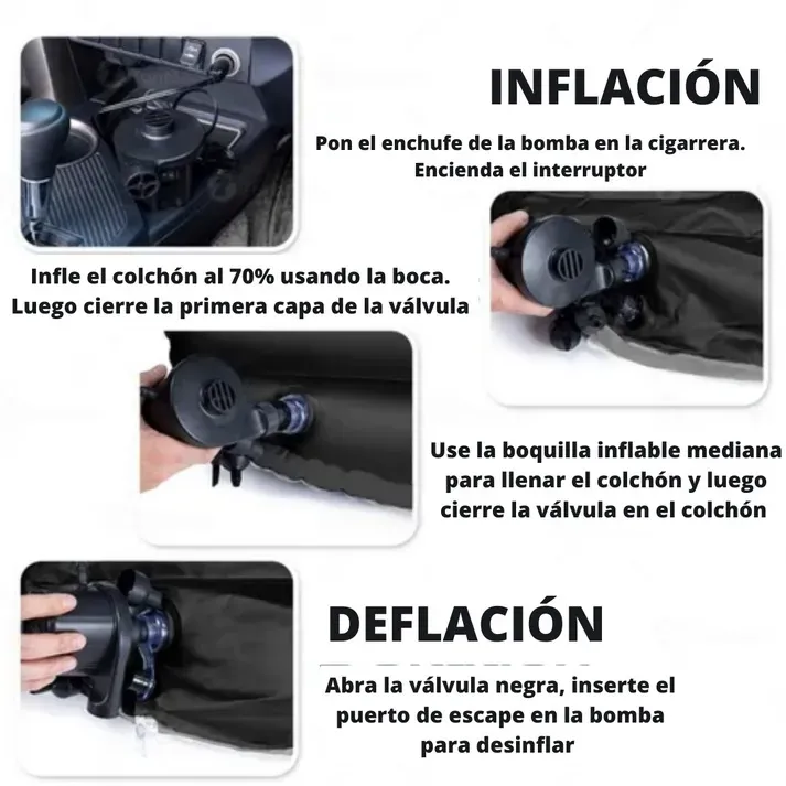 Colchon Inflable Carro + 2 Almohadas + inflador 