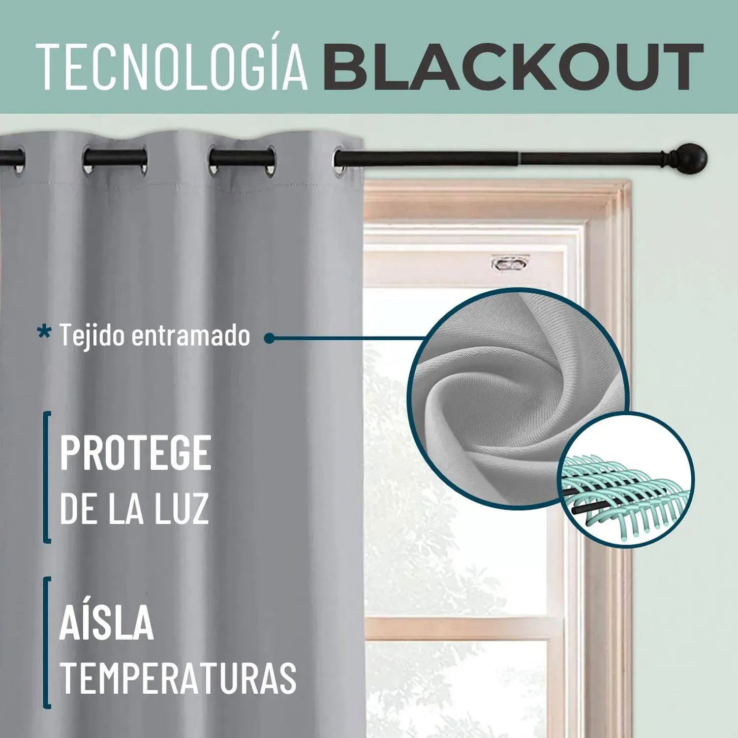 Cortina Blackout 100% Anti Luz, 2 paneles - 300 x 230cm