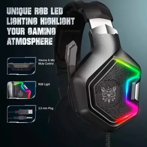 Audifonos Gamer Onikuma Original K10 Pro Negros  Luz Rgb 