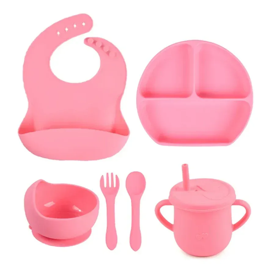 Set Vajilla En Silicona Para Bebe Cubiertos 5 Piezas Sin Bpa