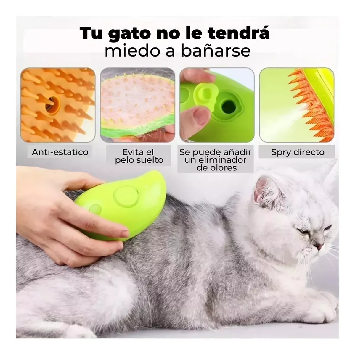 Cepillo De Vapor 3 En 1 Masajeador Para Mascotas Perros Gatos