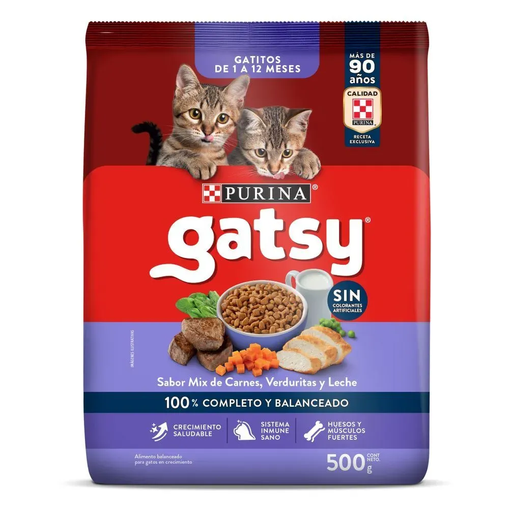 Gatsy Gatos Gatitos Mix De Carne Verduritas Leche 500gr