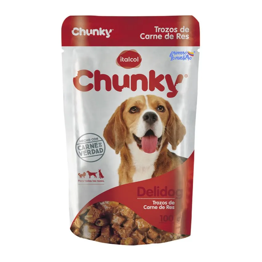 Chunky Delidog Comida Humeda Trozos De Res 250G