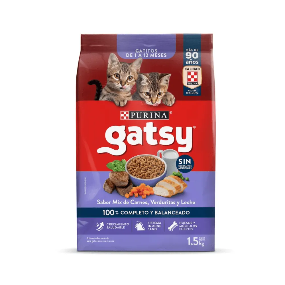 Gatsy Gatos Gatitos Mix De Carne Verduritas Leche 1.5kg