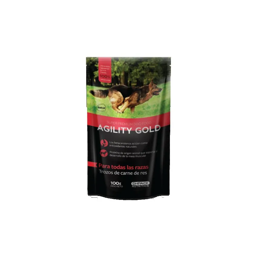 Agility Gold Humedo Trozos Carne De Res Perros Adultos 100G