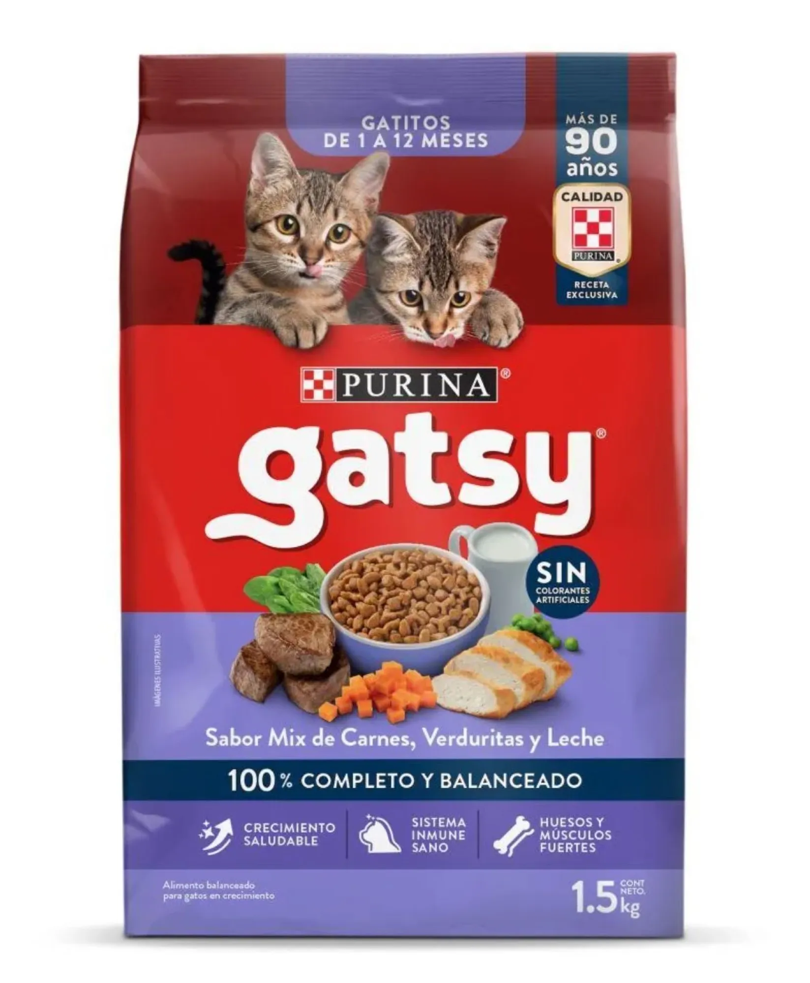 Gatsy Gatos Gatitos Mix De Carne Verduritas Leche 1.5kg