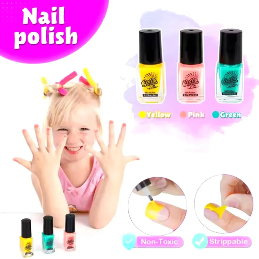 Kit De Manicure Y Pedicure Para Niñas Con Secador Y Esmaltes