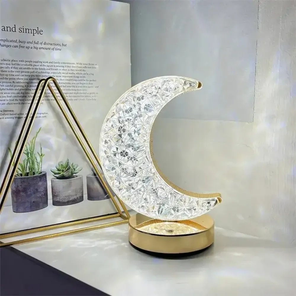 Lampara De Mesa Recargable Tipo Luna 3 Tonos Decorativa