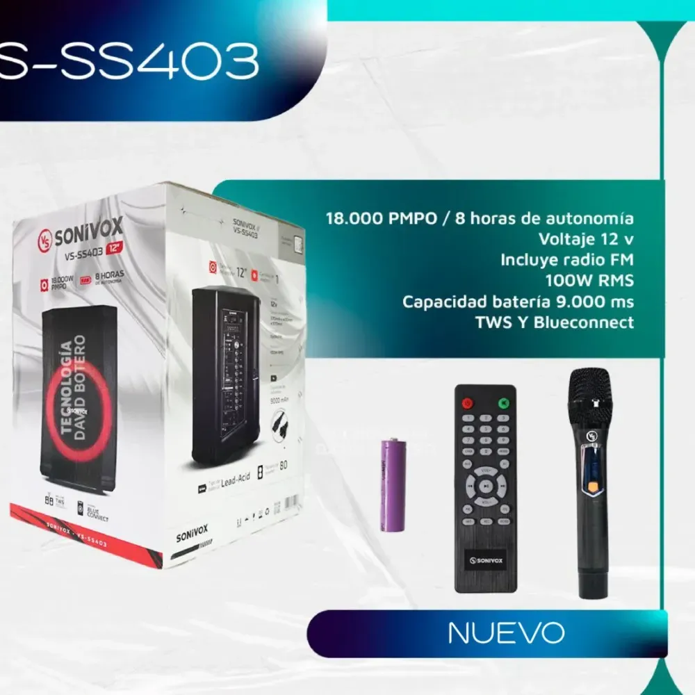 Cabina De Sonido 12 Pulgadas 120w Bt Fm Recargable Sonivox