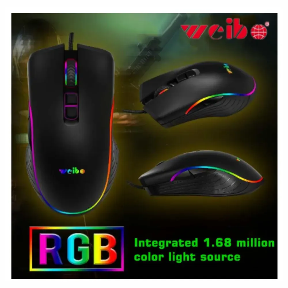 Mouse Gamer 7 Botones Con Luces Led Weibo S320