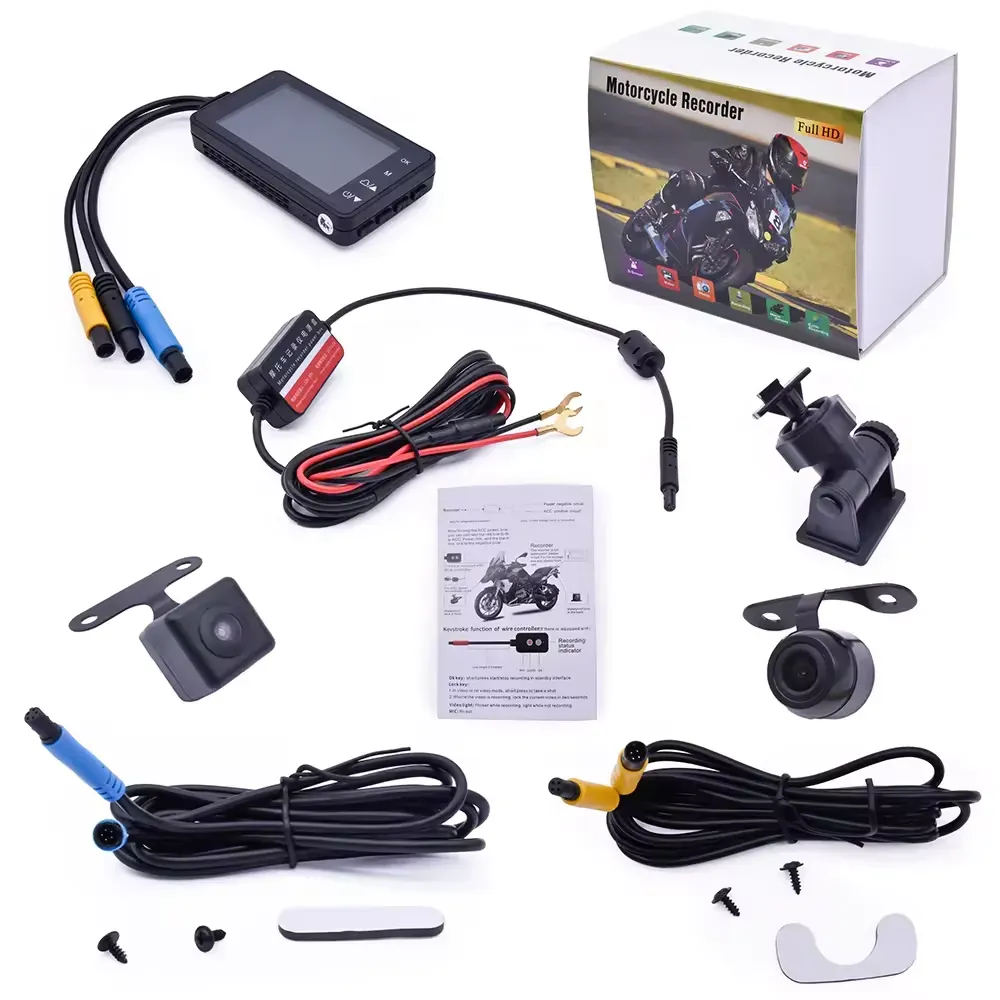 Camara Para Moto Doble Lente Con Pantalla Full Hd + Micro Sd