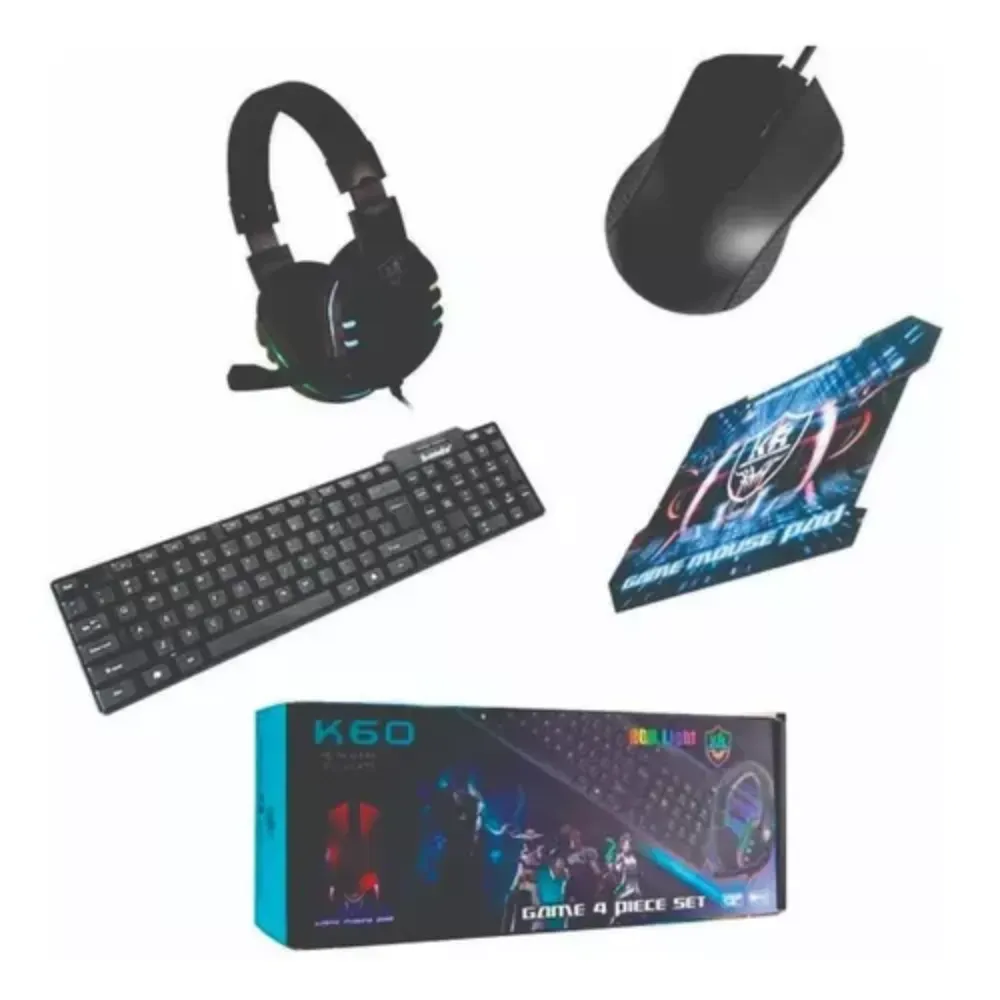 Combo Gamer K60 Teclado Mouse Diadema Audifonos Mouse Pad