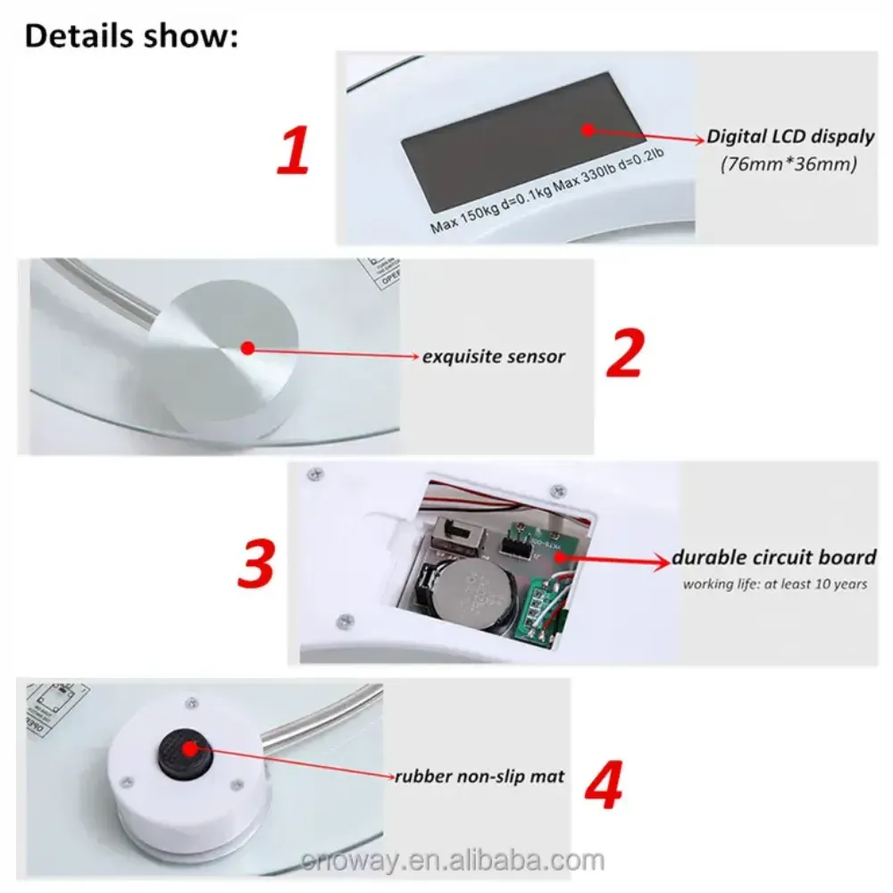 Bascula De Peso Digital Transparente Vidrio Circular Screen