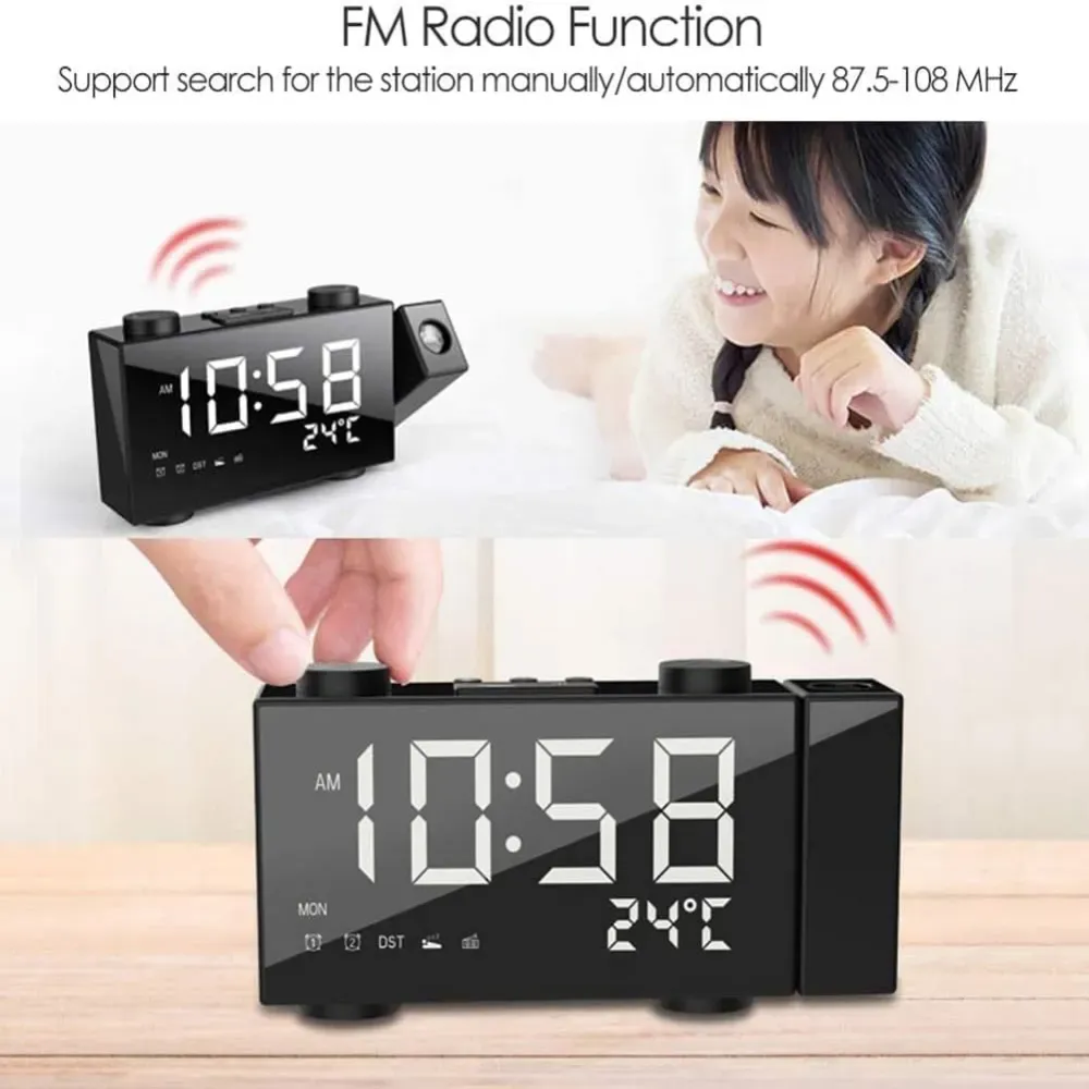 Radio Reloj Despertador Pantalla Digital Bluetooth Banda Fm